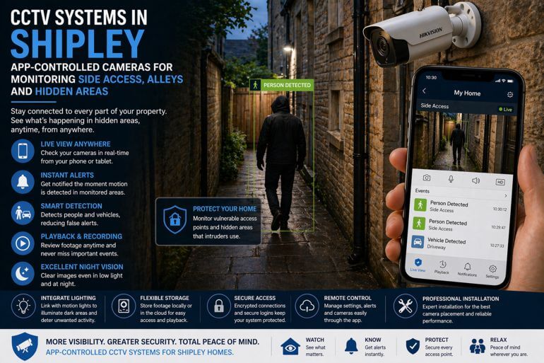 CCTV Systems in Shipley: App-Controlled Cameras for Monitoring Side Access, Alleys and Hidden Areas